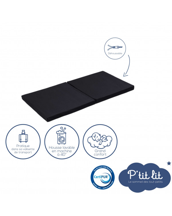 Matelas pliable noir 60x120