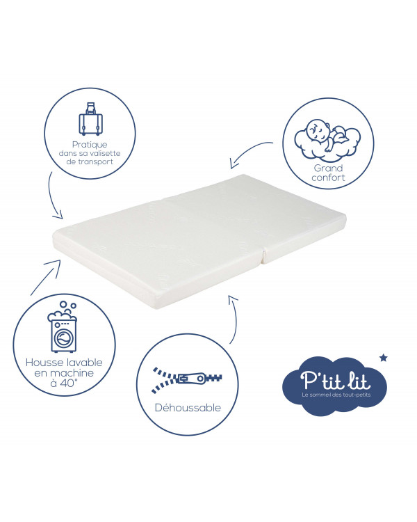 Matelas de voyage pliant pour bébé 60x120 cm déhoussable