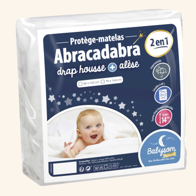 Drap housse bébé 2 en 1 - Alèse + Drap housse