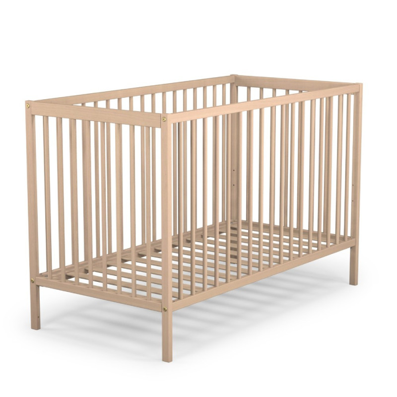Lit Bébé Essentiel en Bois – Blanc ou Hêtre | 60x120 ou 70x140