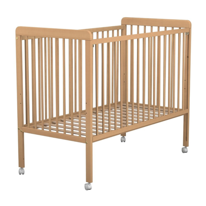 Lit Bébé Coulissant Essentiel – Blanc ou Hêtre Verni | 60x120