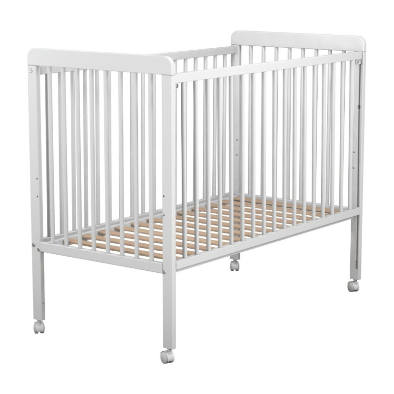 Lit Bébé Coulissant Essentiel – Blanc ou Hêtre Verni | 60x120