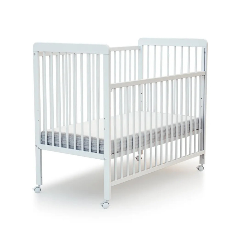 Lit Bébé Coulissant Essentiel – Blanc ou Hêtre Verni | 60x120
