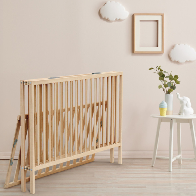Lit bébé pliant en bois 60x120