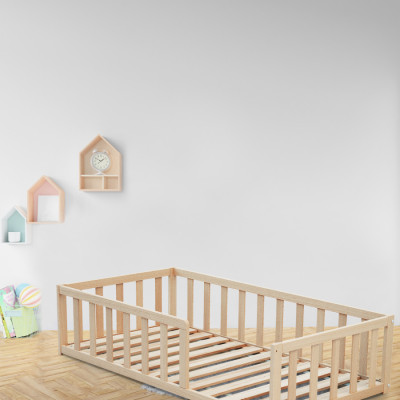 Lit au sol 70x140 – Bois blanc ou hêtre brut | Babysom