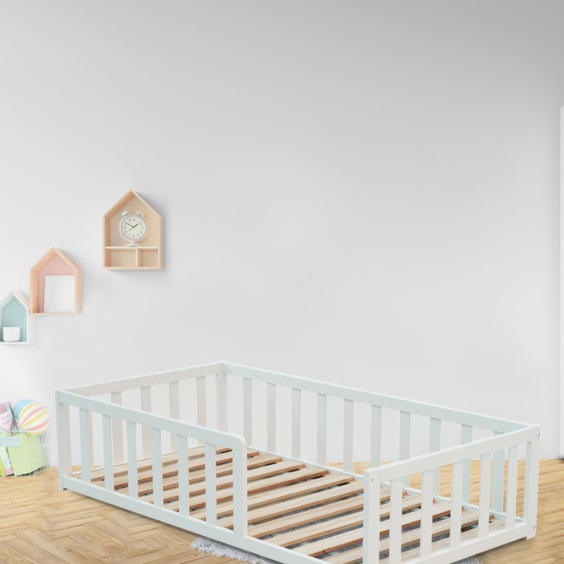 Lit au sol 70x140 – Bois blanc ou hêtre brut | Babysom