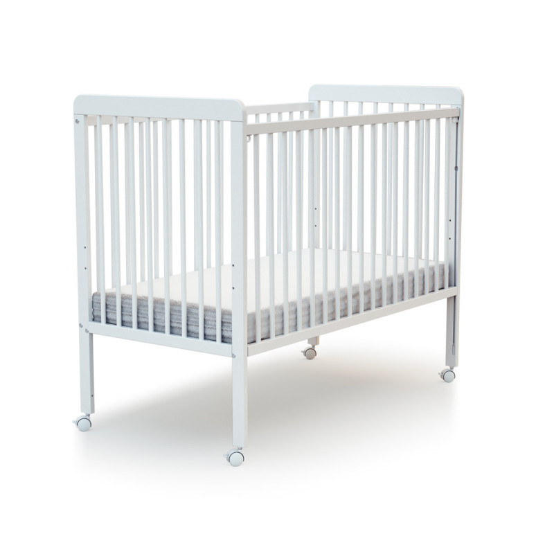 Lit Bébé Coulissant Essentiel – Blanc ou Hêtre Verni | 60x120