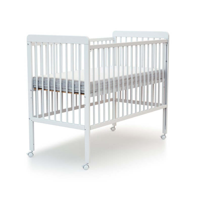 Lit Bébé Coulissant Essentiel – Blanc ou Hêtre Verni | 60x120