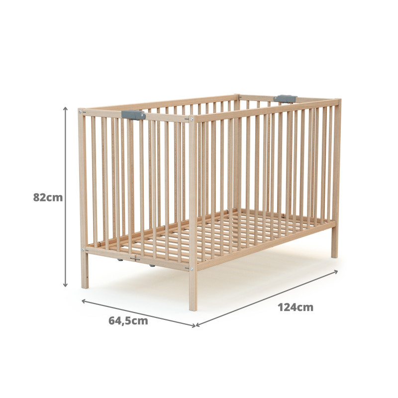 Lit bébé pliant en bois 60x120