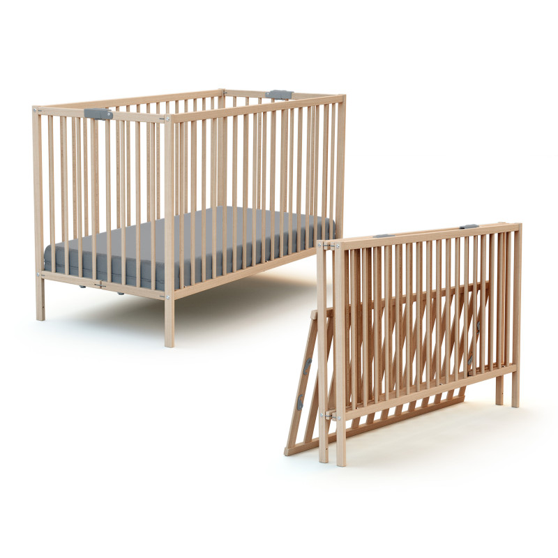 Lit bébé pliant en bois 60x120