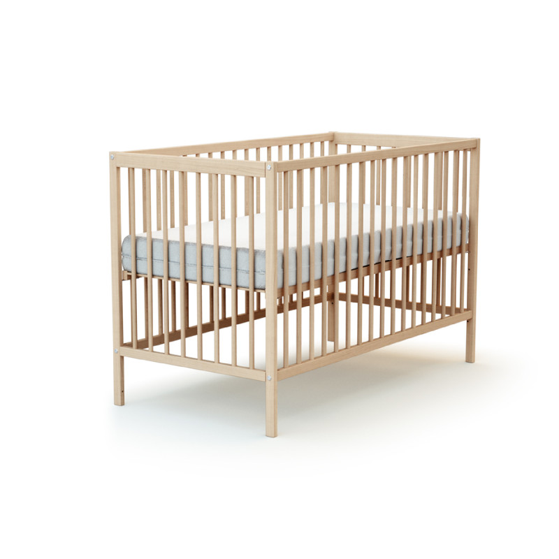 Lit Bébé Essentiel en Bois – Blanc ou Hêtre | 60x120 ou 70x140