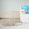Lit bébé bois hetre brut + matelas bébé climatisé