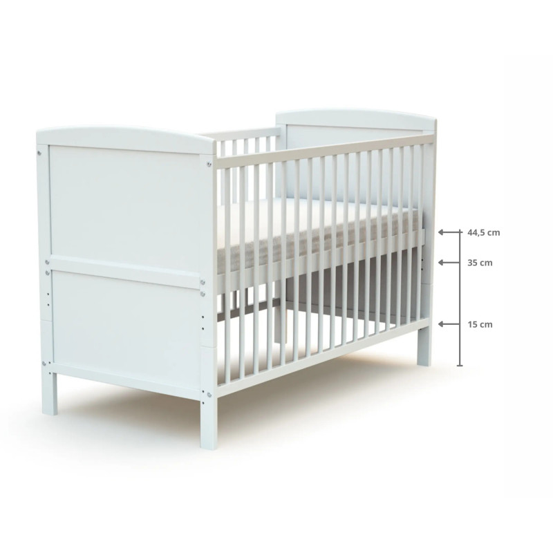 Lit bébé EVOLUTIF bois blanc + matelas bébé climatisé