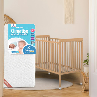 Lit bébé COULISSANT + matelas bébé climatisé 60X120