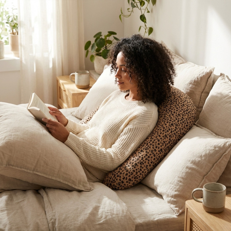 Coussin de maternité léopard Babysom – Housse gaze de coton
