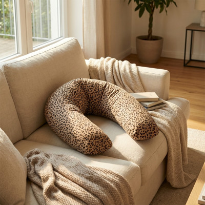 Coussin de maternité léopard Babysom – Housse gaze de coton