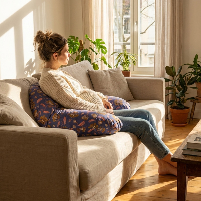 Coussin de maternité/grossesse/allaitement en coton fleuri - Babysom