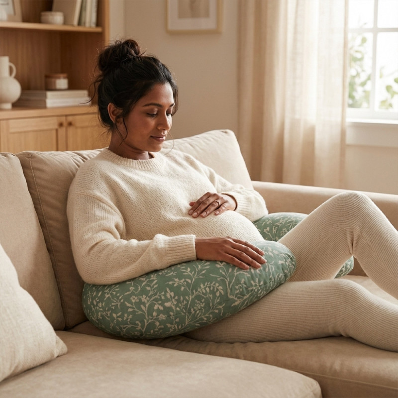 Coussin d'allaitement vert sauge