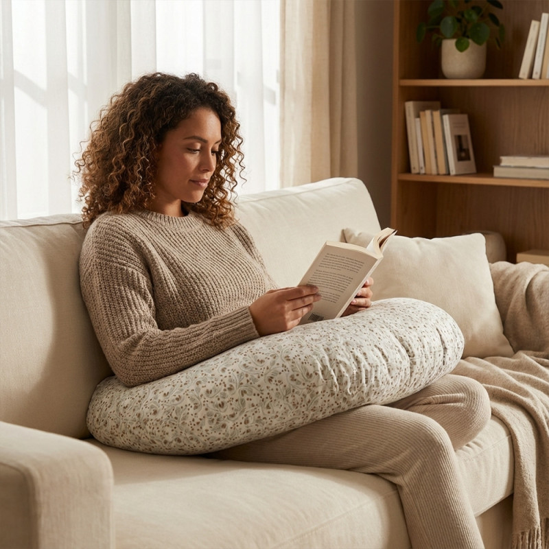 Coussin d'allaitement imprimé végétal