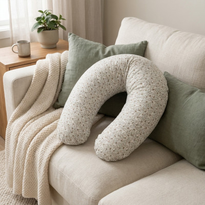 Coussin d'allaitement imprimé végétal