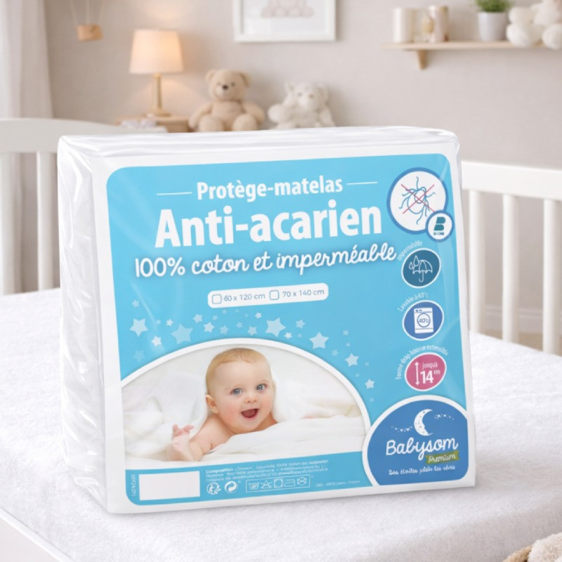 Protège-matelas éponge coton anti-acariens Babysom