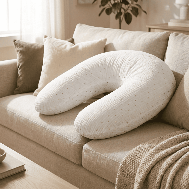 Gaze de Coton Blanc & Pois Or