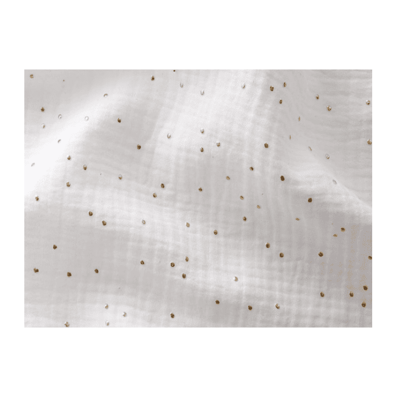 Gaze de Coton Blanc & Pois Or
