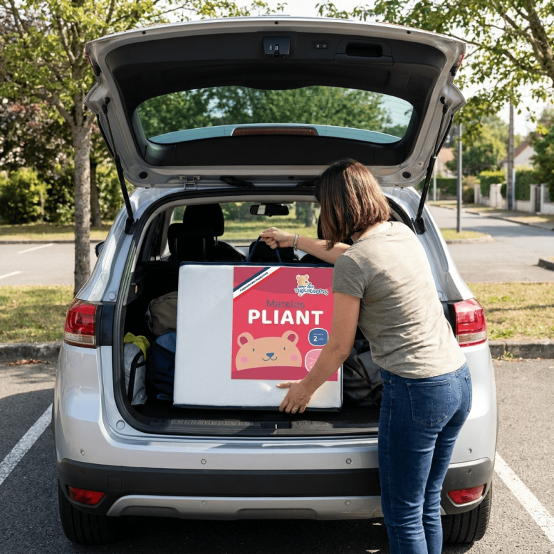 Pack Voyage Bébé : Matelas Pliant 60x120 + Drap Éponge