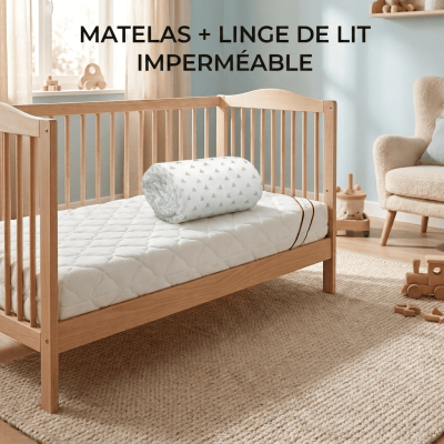 Pack Matelas Bamboo 60x120 + Drap Imperméable