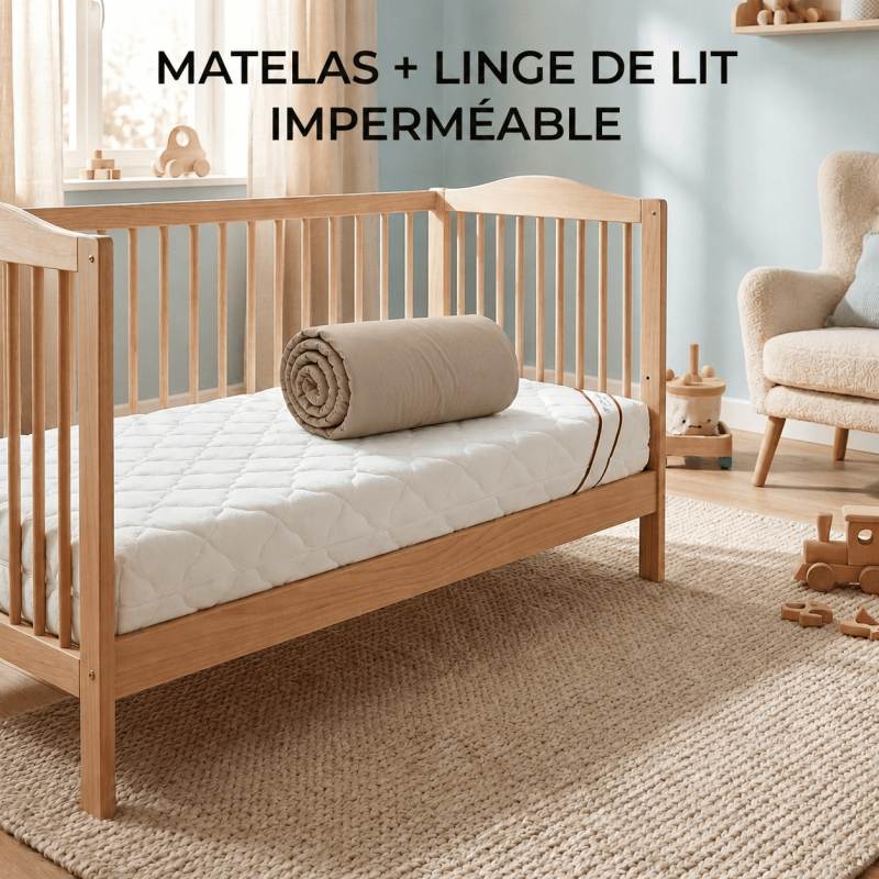 Pack Matelas Bamboo 60x120 + Drap Imperméable
