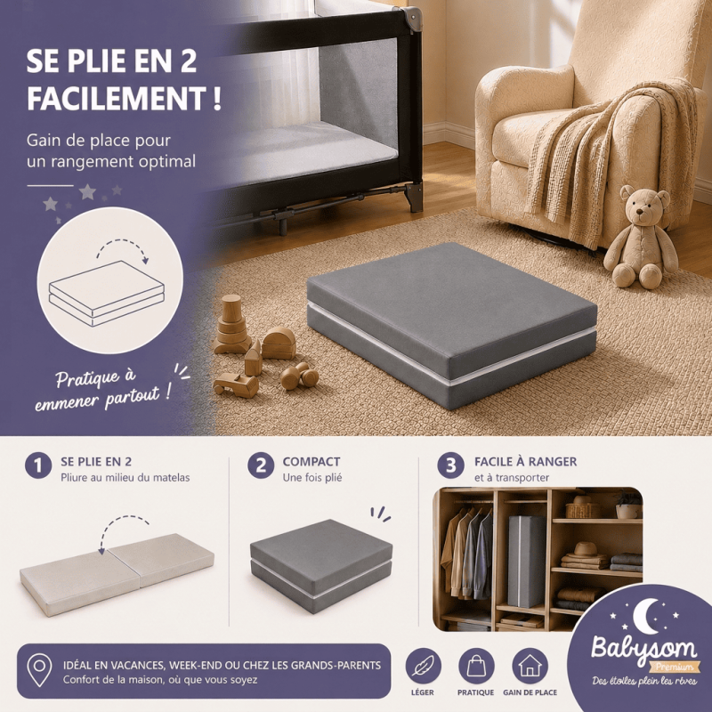 Matelas lit parapluie - Fabrication Française