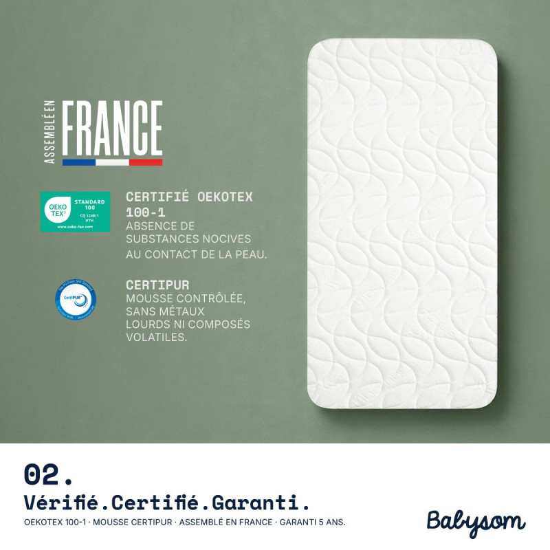 Matelas bébé Bamboo 60x120 et 70x140 | Assemblé en France | Babysom