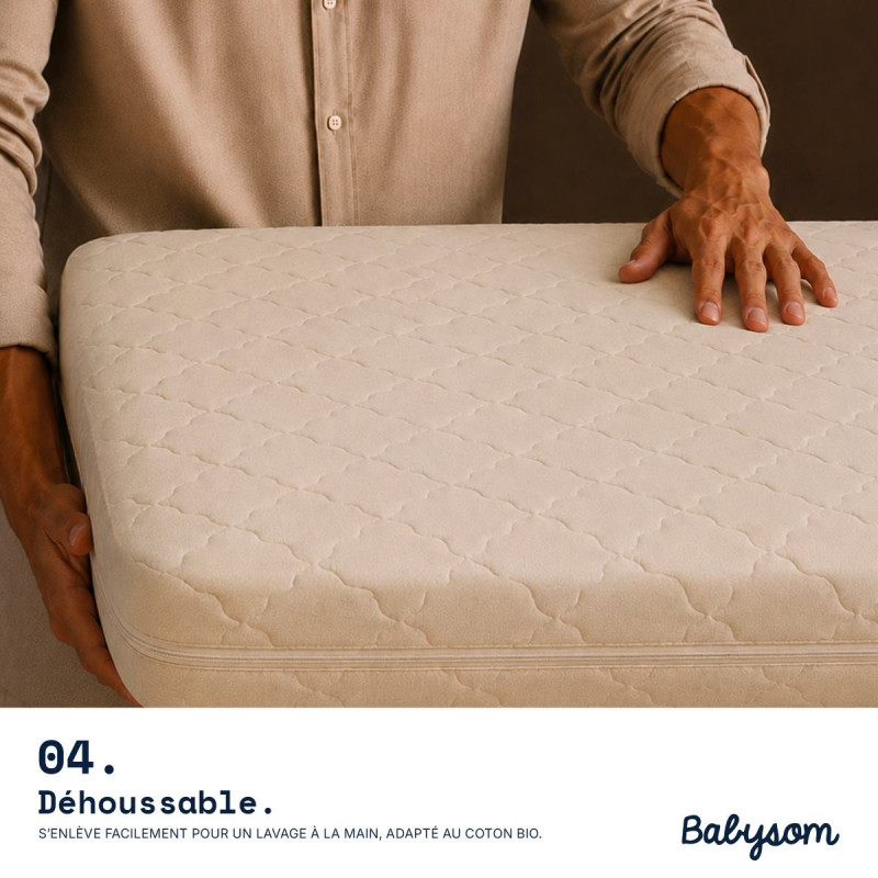 Matelas bébé Coton Bio 60x120 et 70x140 | Babysom