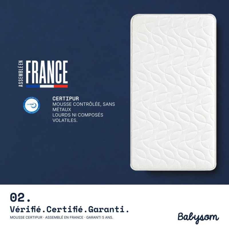 Matelas bébé Climatisé réversible été/hiver 60x120 et 70x140 | Babysom