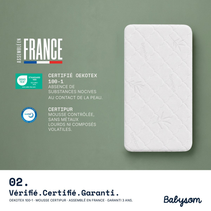 Matelas cododo 50x83 et 52x89, assemblé en France | Babysom