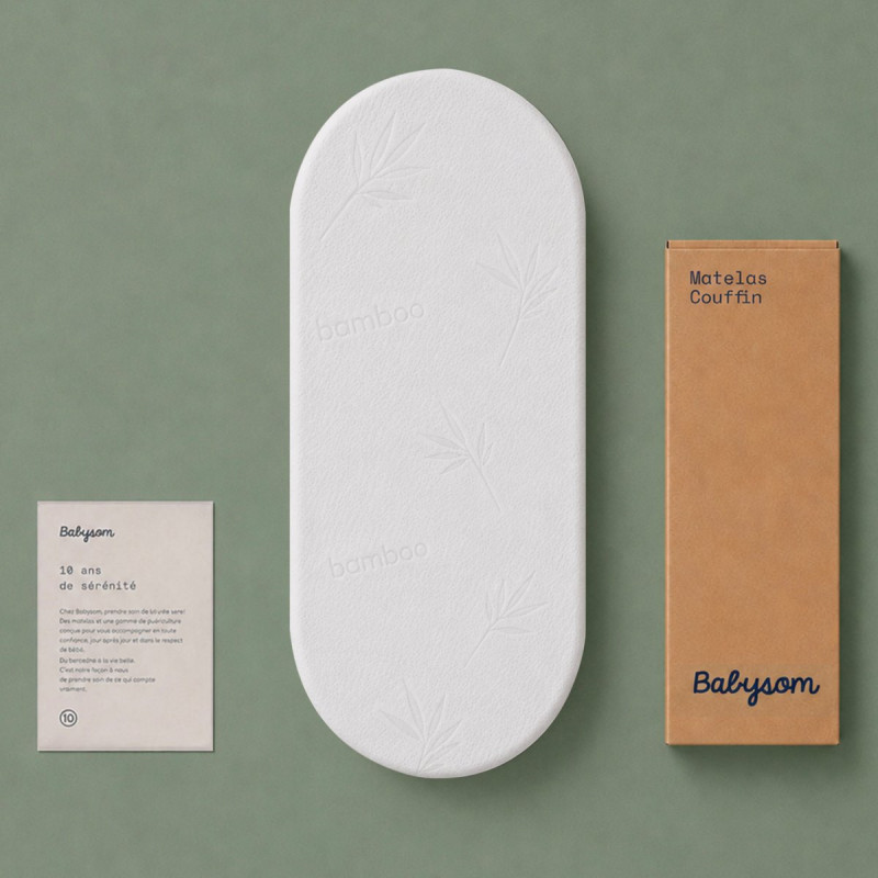 Matelas couffin ovale 32x72 cm, assemblé en France | Babysom