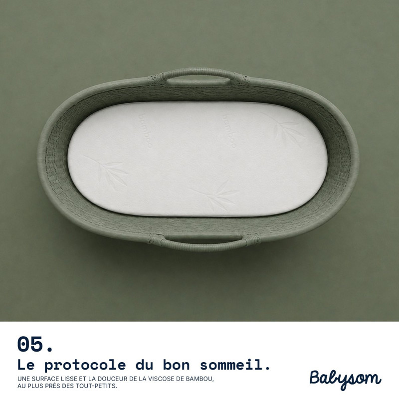 Matelas couffin ovale 32x72 cm, assemblé en France | Babysom