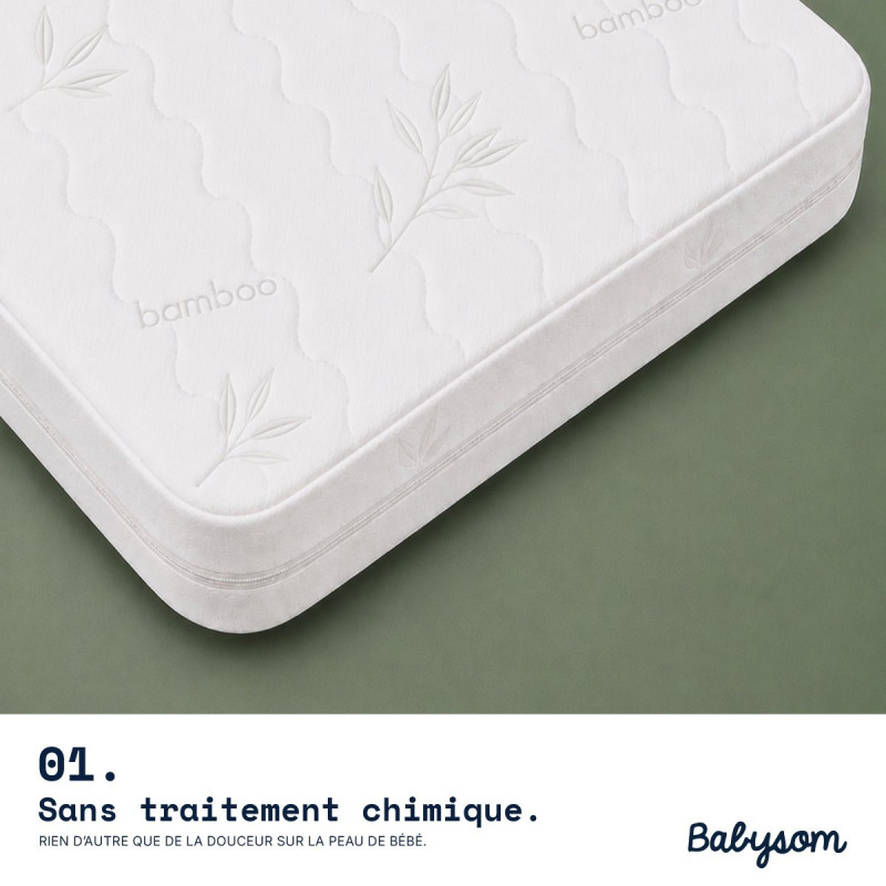 Matelas berceau 40x80 et 40x90, assemblé en France | Babysom
