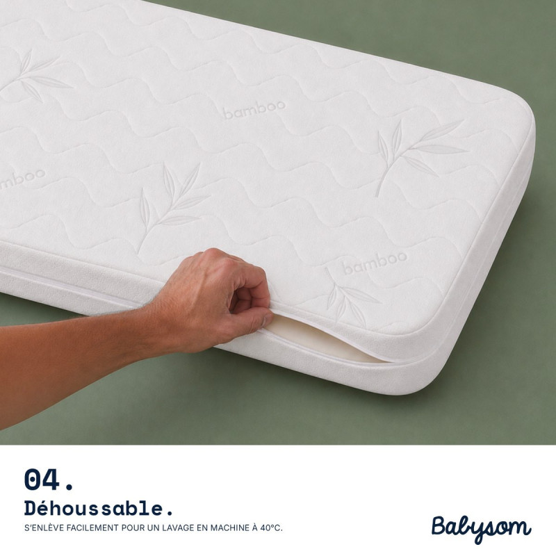 Matelas berceau 40x80 et 40x90, assemblé en France | Babysom