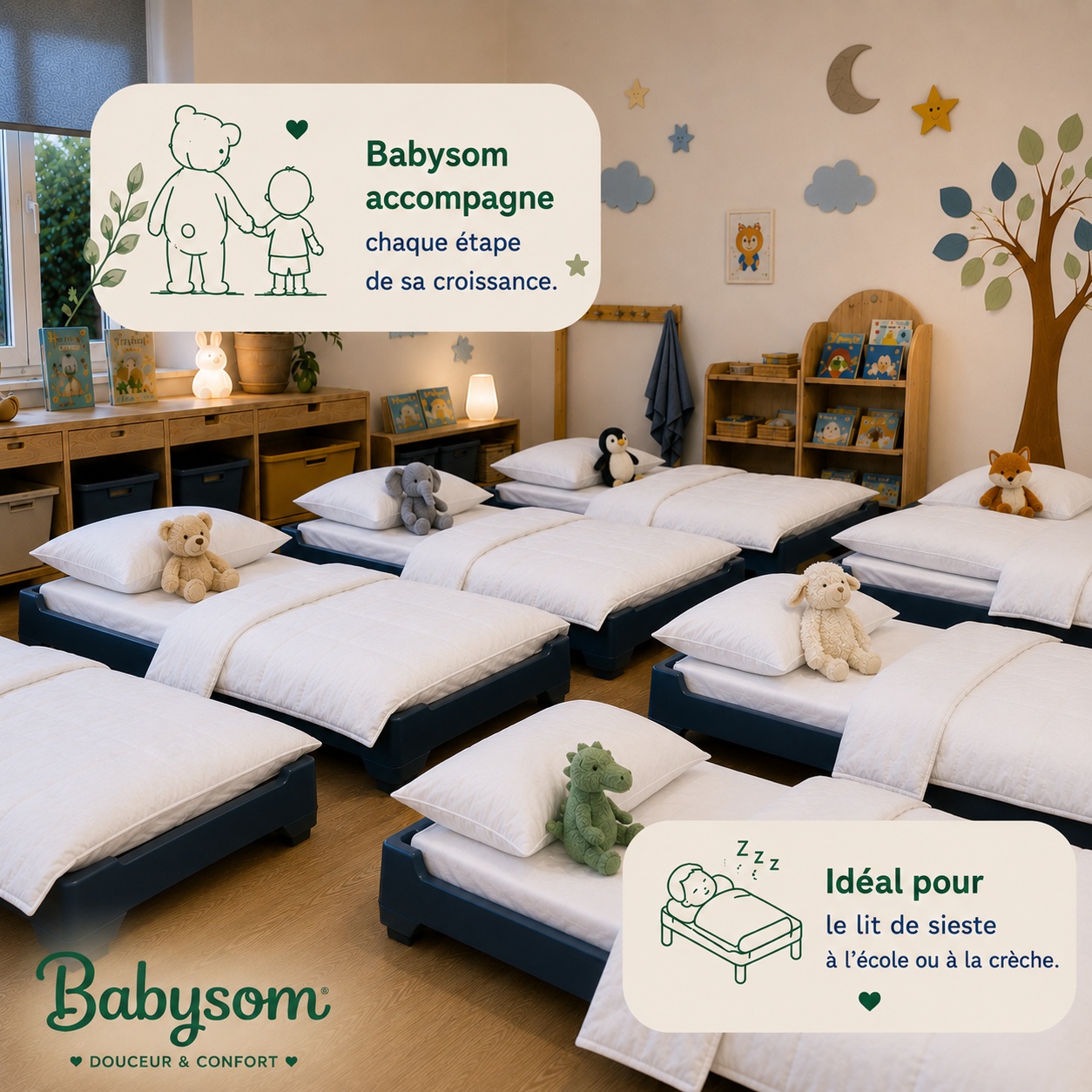 Lot Babysom idéal pour le lit de sieste à l'école ou à la crèche