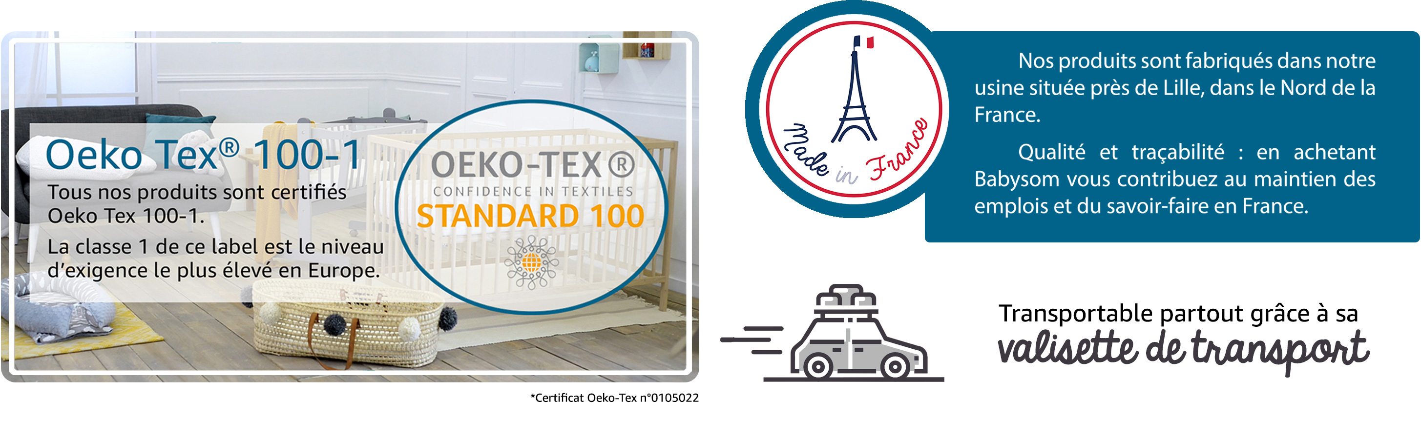 Oreiller bébé - Certifié Oekotex 100-1