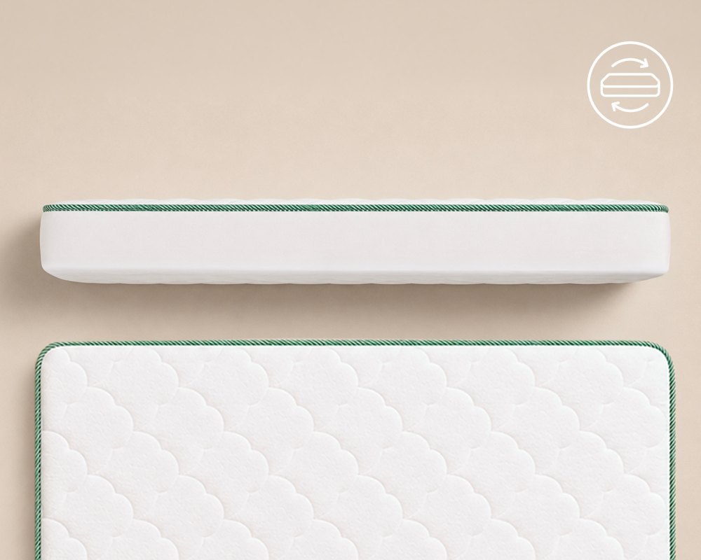 Matelas Essentiel vu de profil et de dessus