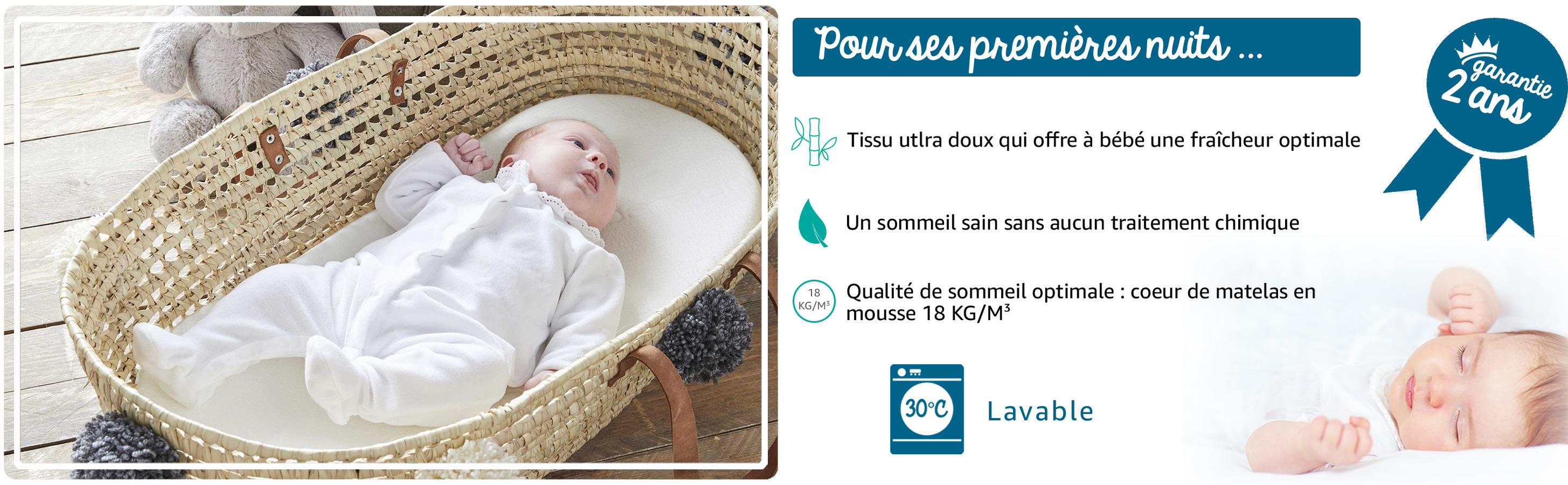 Matelas bébé sur mesure confort - Fabrication française